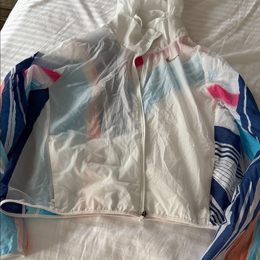 Nike White and Blue Windbreaker Jacket